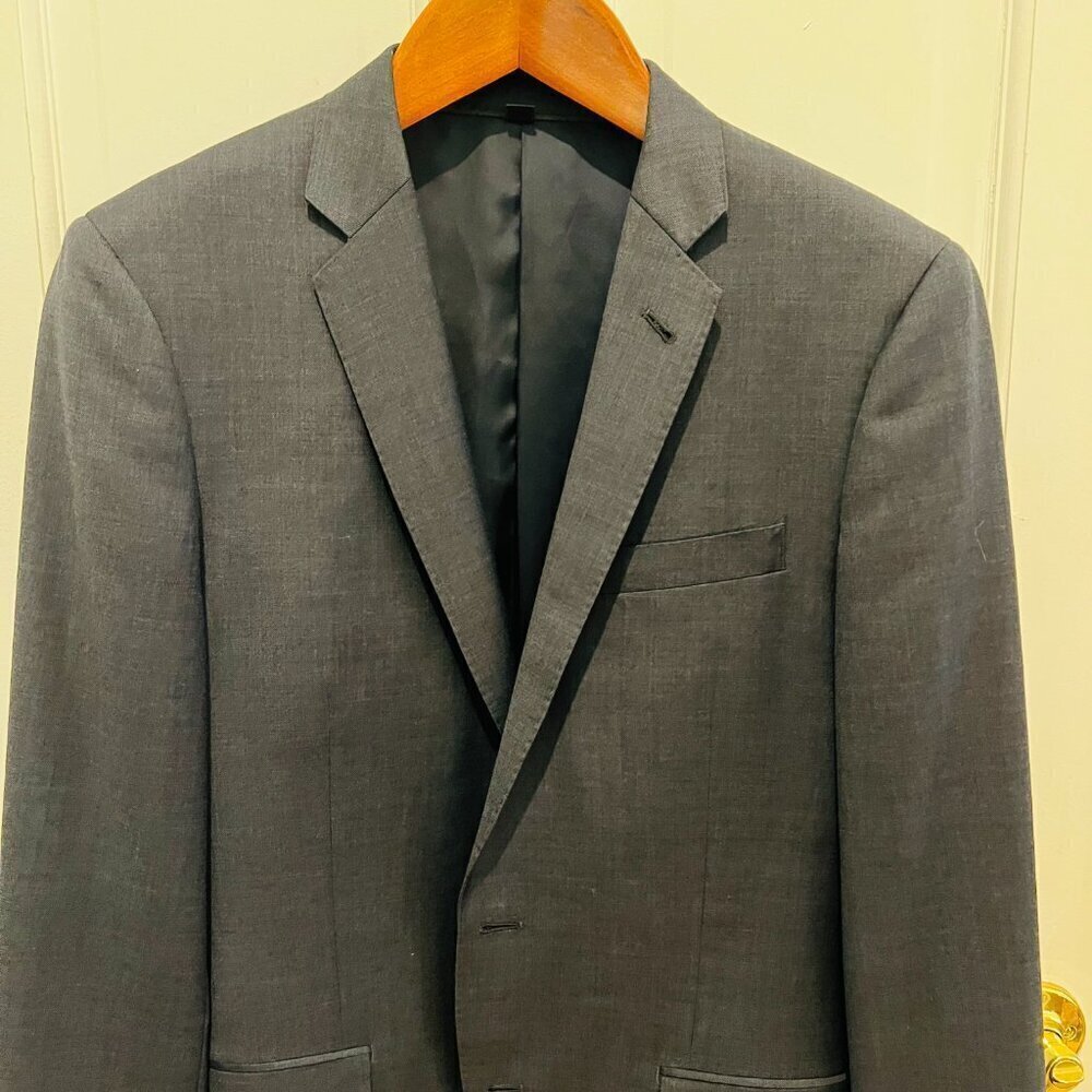 Mens 40 R J CREW Ludlow X Tollegno 1900 Solid Charcoal Grey Wool Suit Jacket - Picture 6 of 16